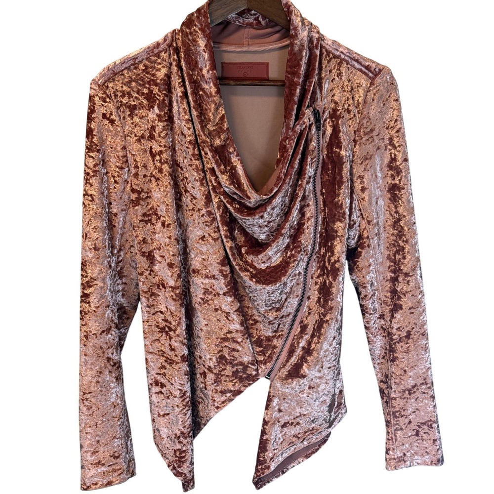 Blank NYC Crushed Velvet Asymmetric Moto Jacket Dusty‎ Rose Pink Y2K Size Medium